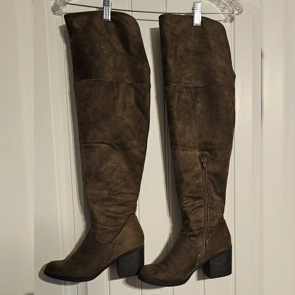 Journee Standard Calf Over the Knee Faux Suede Boots